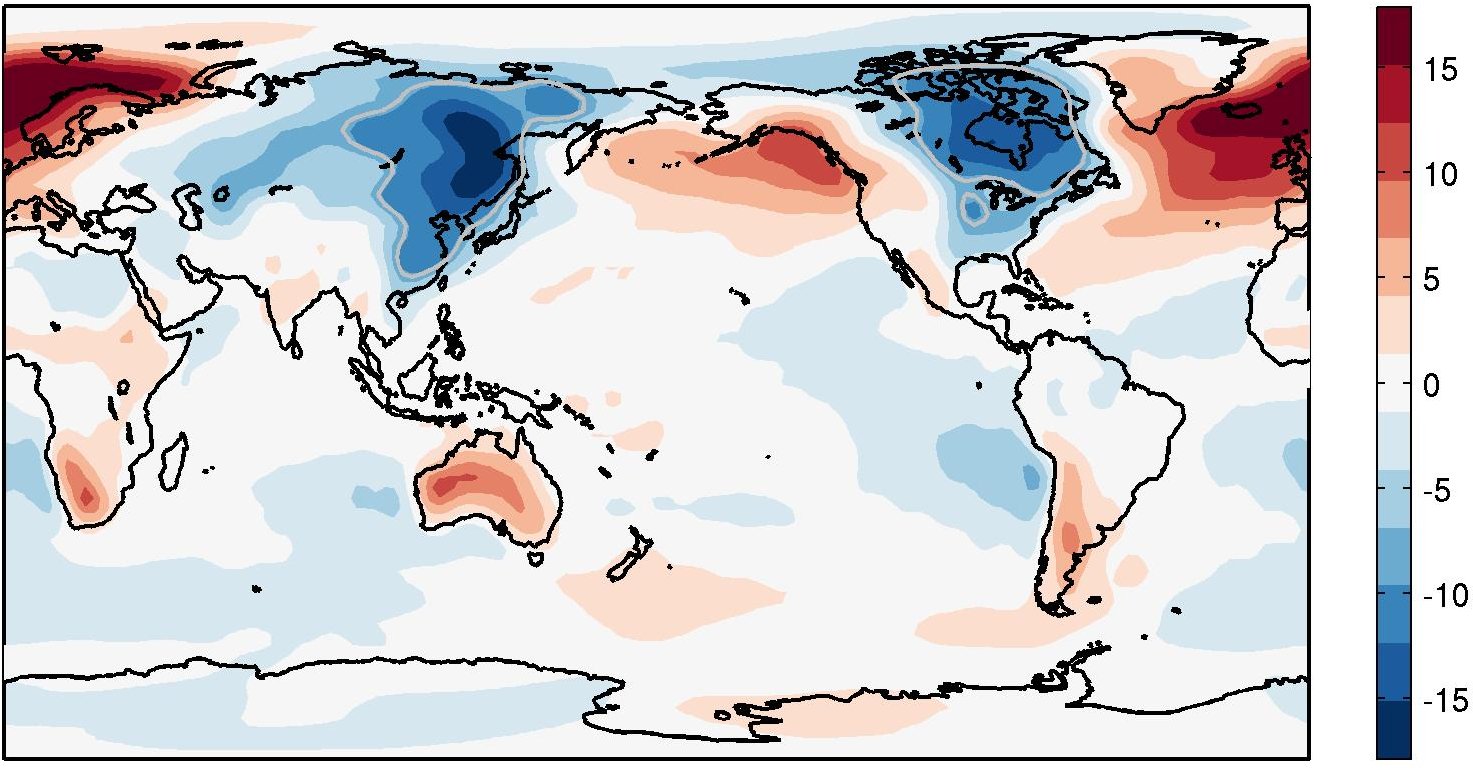 ExtraCold Winters in Northeastern North America and Northeastern Asia