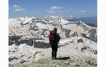 Photo of researcher Andrew Temple in the San Juan Mountains on May 12, 2009.