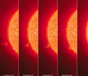 Images showing the Sun's outer atmosphere, or corona, and a jet of hot material.