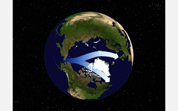 A satellite photo of the Northern Hemisphere illustrating the invasion of marine organisms.