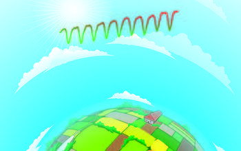 illustration showing argicultural fields, sky and sunshine