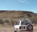 Photo of one of the research team's field vehicles on site in the Rukwa Rift Basin.