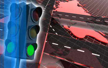 showing a traffic light, roads and maps