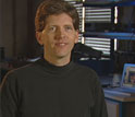 Photo of Dan Schlitz of Thorrn Micro Technologies describing innovative micro-fan technology.