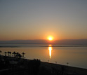 Sunset over the Dead Sea, as observed from Ein Bokek at the southern Dead Sea.
