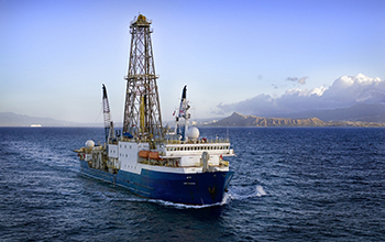 Research vessel JOIDES Resolution off the coast of Hawaii