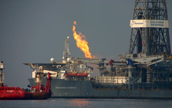 natural gas flaring captured at the ruptured Gulf of Mexico well.