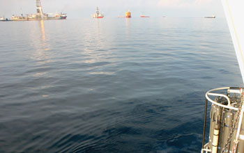 recovery of a water sampling device at the Gulf of Mexico oil spill.