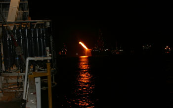 night-time recovery of a sampling device at the the Deepwater Horizon oil spill.