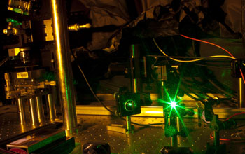 Photo of the optical table in Marko Loncar's laboratory at Harvard University.