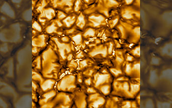 Close up of sun showing pattern of turbulent 'boiling' plasma