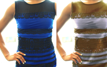 gold and white dress and blue and black