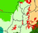 Map showing the distribution of tropical dry forests in Brazil in red in various biomes.