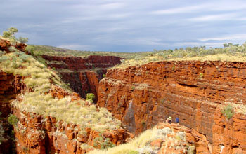 Photo of iron formations in soil in a canyon