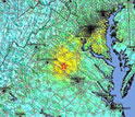 Map of central Virginia showing the August, 2011 earthquake epicenter.