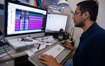 Siddharth Joshi at work designing a computer chip
