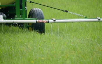 irrigation pipe on tractor