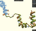 Screenshot of showing parts of protein structure that can be moved around by Foldit players.