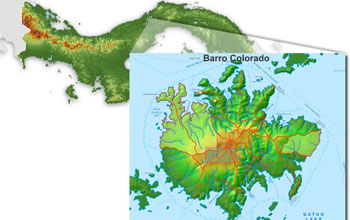 Map showing the location of Barro Colorado Island, Panama.