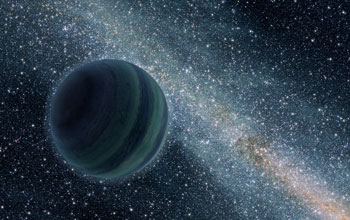 Illustration of a Jupiter-like planet floating freely without a parent star.