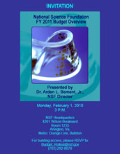 Text and photo: Invitation, National Science Foundation FY 2011 Budget Overview.