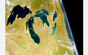 A photo of the Great Lakes as seen from space.