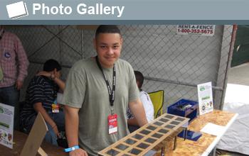 Photo of young man with his invention and the words Photo Gallery