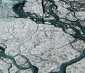 Water features similar to rivers on the surface of the Greenland ice sheet