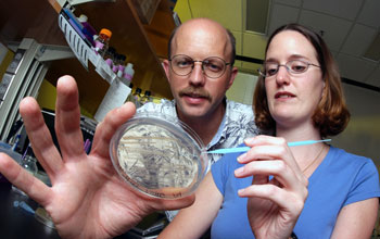 student and researcher in lab