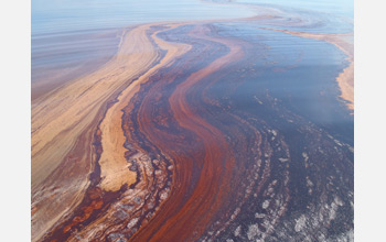 Photo of oil spill in Gulf waters.