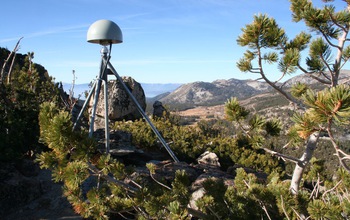 GPS station that's part of the NSF Plate Boundary Observatory, pictured on a Nevada summit.