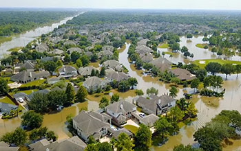 Flooded neighborhood seen from above