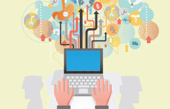 illustration showing hands at a computer