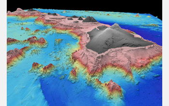 the topography of the Hawaiian Islands in 3-D.