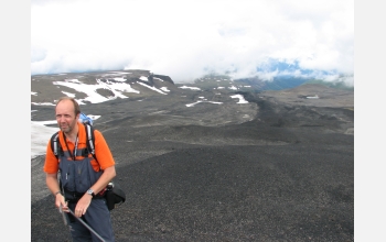 Glaciovolcanologist Ian Skilling at Canada's Edziza volcano, where lava was once under ice.