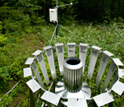 Photo of a precipitation collector, eddy flux tower measuring land-air interaction at Shale Hills.
