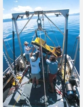 Scientists study Lake Tahoe geology.