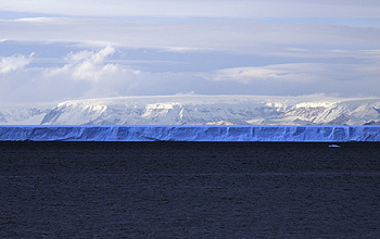 Photo of ice shelf and sea