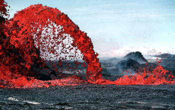 Lava coming from a volcano eruption