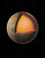 An artist's rendition of the interior structure of Mercury.