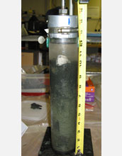 Photo of a core from a deep-sea methane seep and clam bed collected by scientists aboard Alvin.