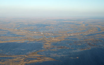 Aerial view of Delacroix, Louisiana.