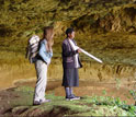 Nancy Stevens with Tanzanian geologist Evelyn Mbede survey the field