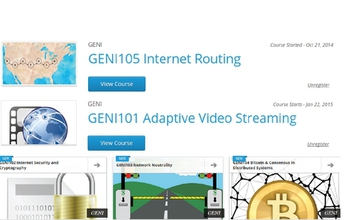 screenshot showing Courses on next-generation networking available on the GENI MOOC site.