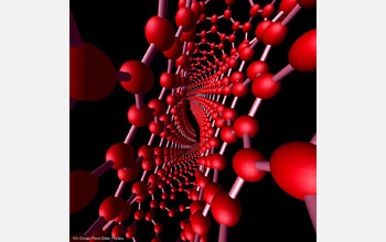 Inside view of a flattened, twisted carbon nanotube.