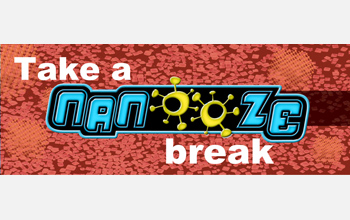 Photo of the marquee banner for the Take a Nanooze Break exhibition.