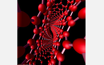 Photo from within a flattened, twisted carbon nanotube.
