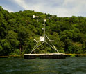 Photo of a weather station that monitors conditions at Jellyfish Lake.