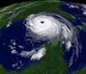 Satellite image of hurricane Katrina.