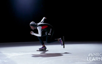 Speed skater wearing competition suit